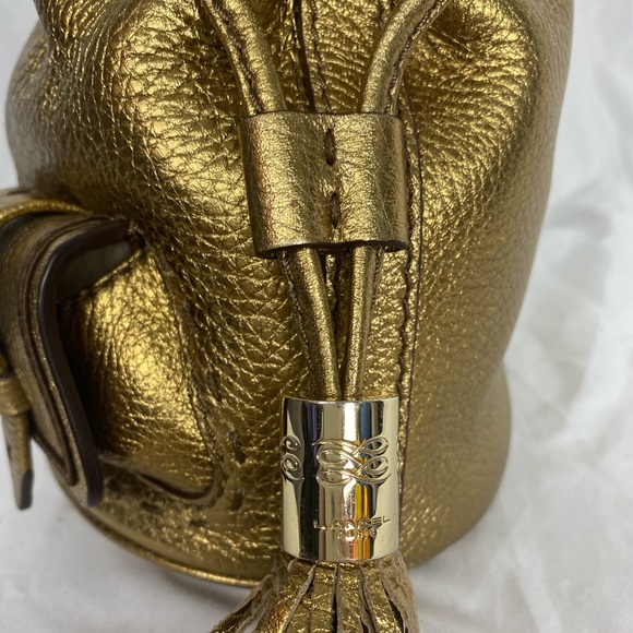 SOLD - Like New RARE Color Lancel Paris Leather Bucket Bag in  Gold - Picture 11 of 16